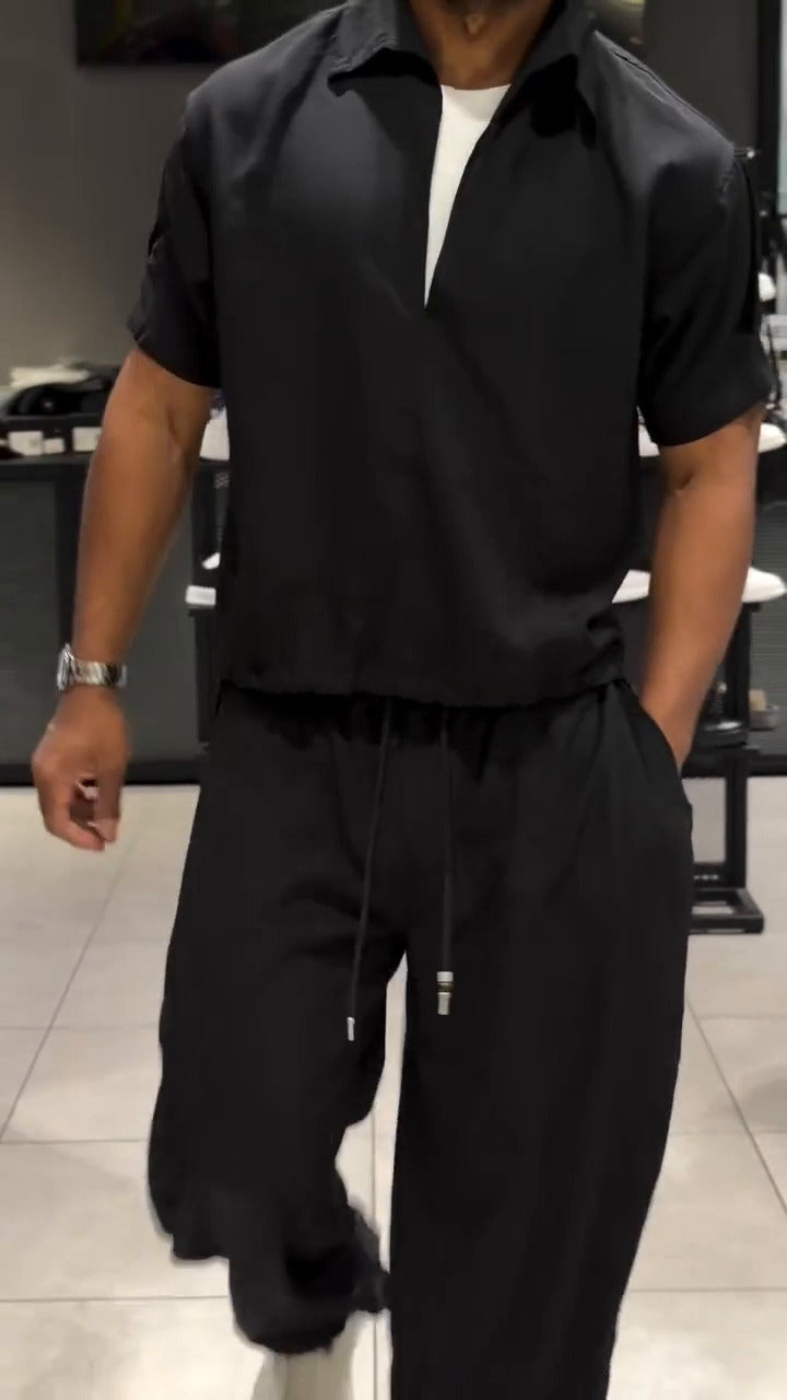 طقم رجالي أنيق بتيشيرت مدمج (Ensemble homme élégant avec t-shirt intégré)