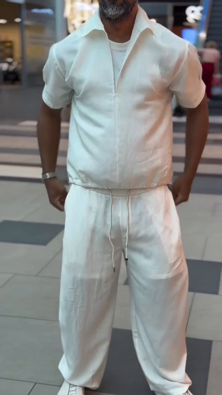طقم رجالي أنيق بتيشيرت مدمج (Ensemble homme élégant avec t-shirt intégré)