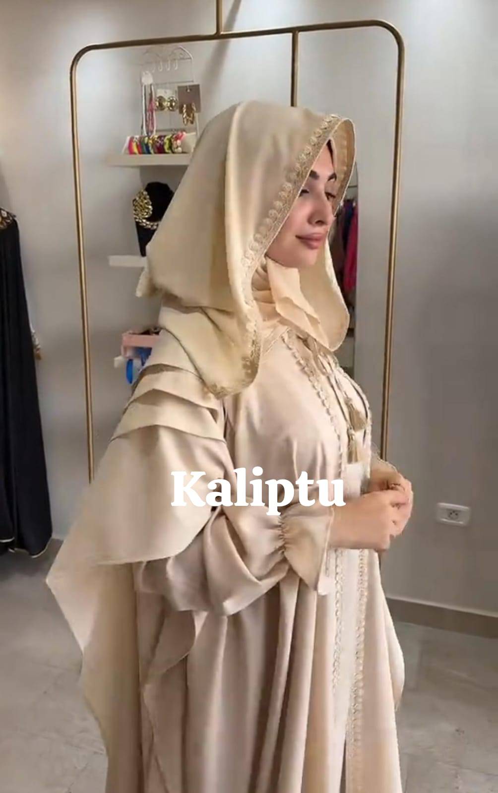 2 piece abaya with a hood or cap